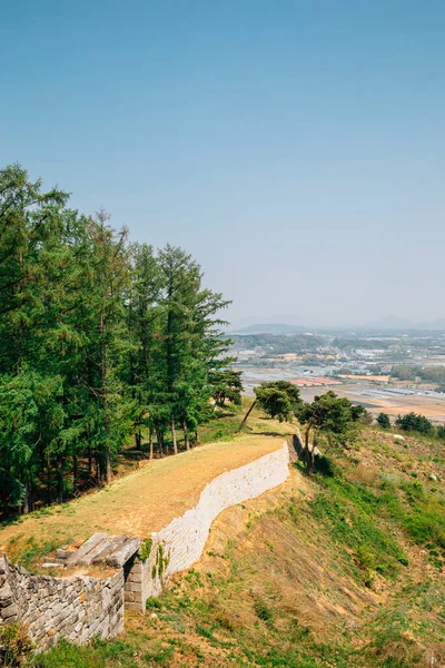 韓国安城市の中山城と安城市のパノラマビュー — ストック写真