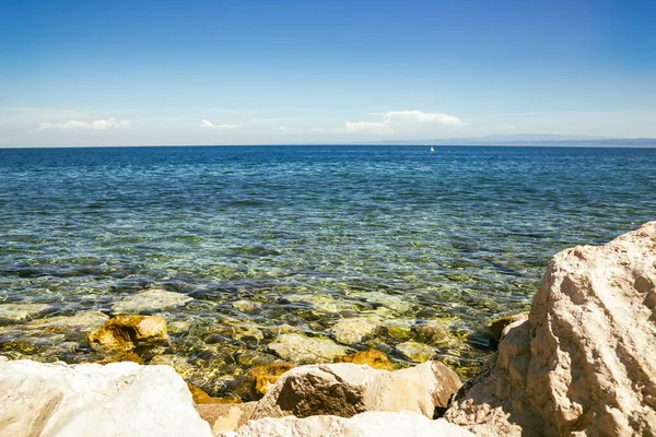 Slovenya Nın Piran Kentinde Adriyatik Deniz Yaz Plajı — Stok fotoğraf