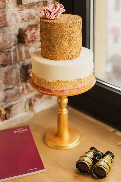 Ein Beispiel Für Drei Wunderschöne Hochzeitstorten Eines Konditors Elegantes Und — Stockfoto