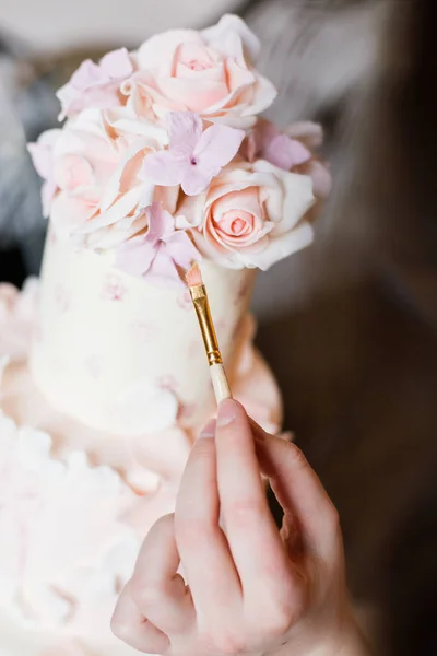 Ein Beispiel Für Drei Wunderschöne Hochzeitstorten Eines Konditors Elegantes Und — Stockfoto