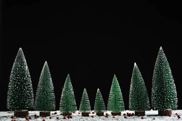 Weihnachten - Kiefer auf schneeschwarzem Hintergrund — Stockfoto