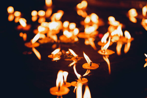 Candles and lanterns at the Lantern Festival at night