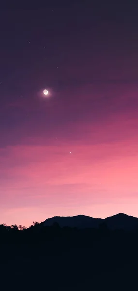 초승달 과아름다운 밤하늘 — 스톡 사진