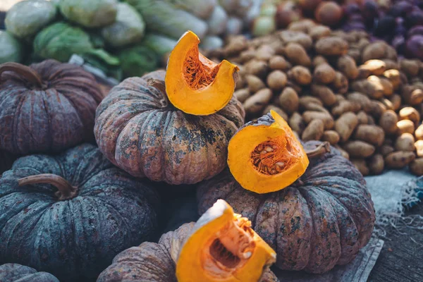 stock image pumpkin,vegetables and potatoes are on sale in the fresh market