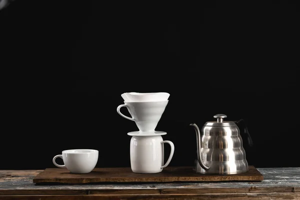 Black coffee poured into a glass in the morning — Stock Photo, Image