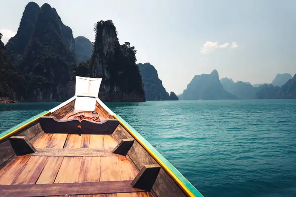 Pada Perahu Ekor Panjang Thea Perjalanan Pulau Pulau Langit Yang — Stok Foto