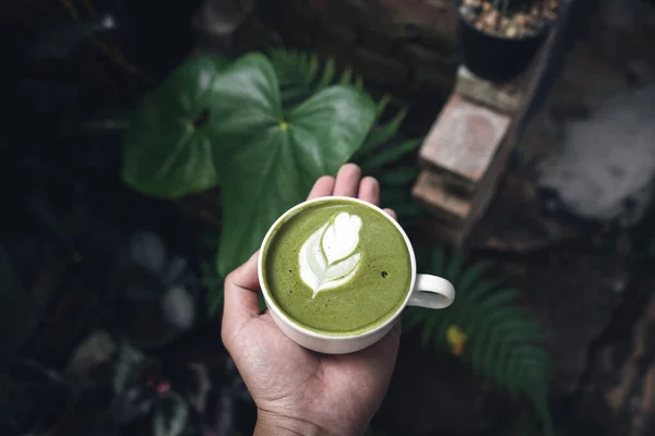 Matcha Latte at home,Coffee in a glass Home-made