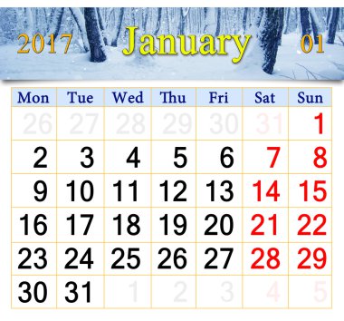 takvimi Ocak 2017 ile huş grove