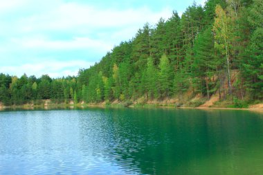 çam ormanıyla gölde tesisi