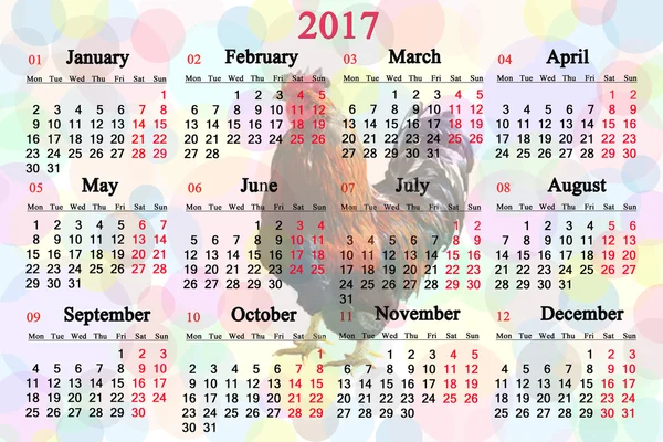 Kalendarz na rok 2017 z obrazu kogut — Zdjęcie stockowe