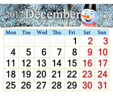 Takvim resim muhteşem kardan adam ile Aralık 2017