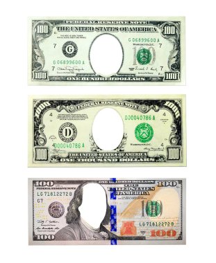 yüz dolar ve bin doları notlar yerine izole başkanları delik