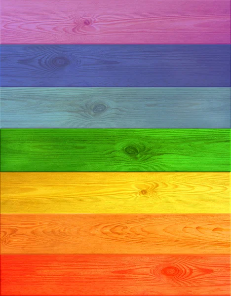 Veelkleurige houten planken van kleuren van de regenboog — Stockfoto