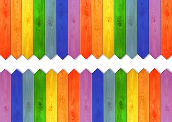 虹の色の色とりどりの木の板 — ストック写真