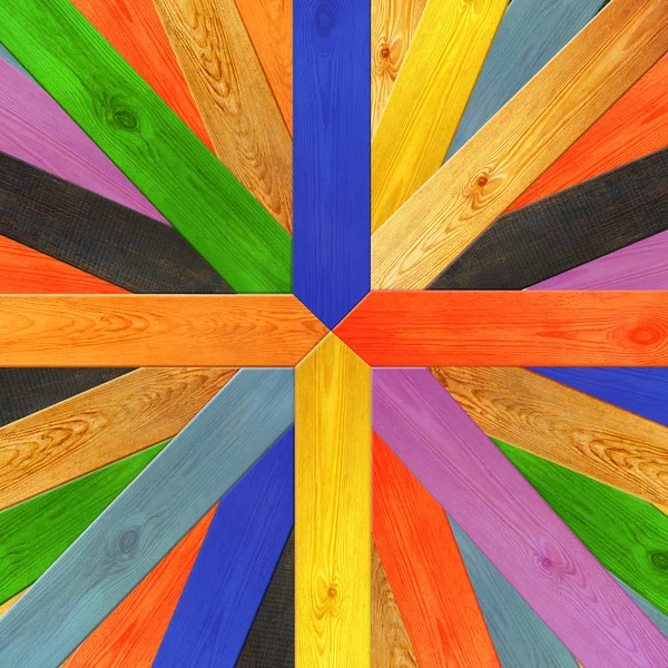Placas de madeira multicoloridas em cores diferentes — Fotografia de Stock