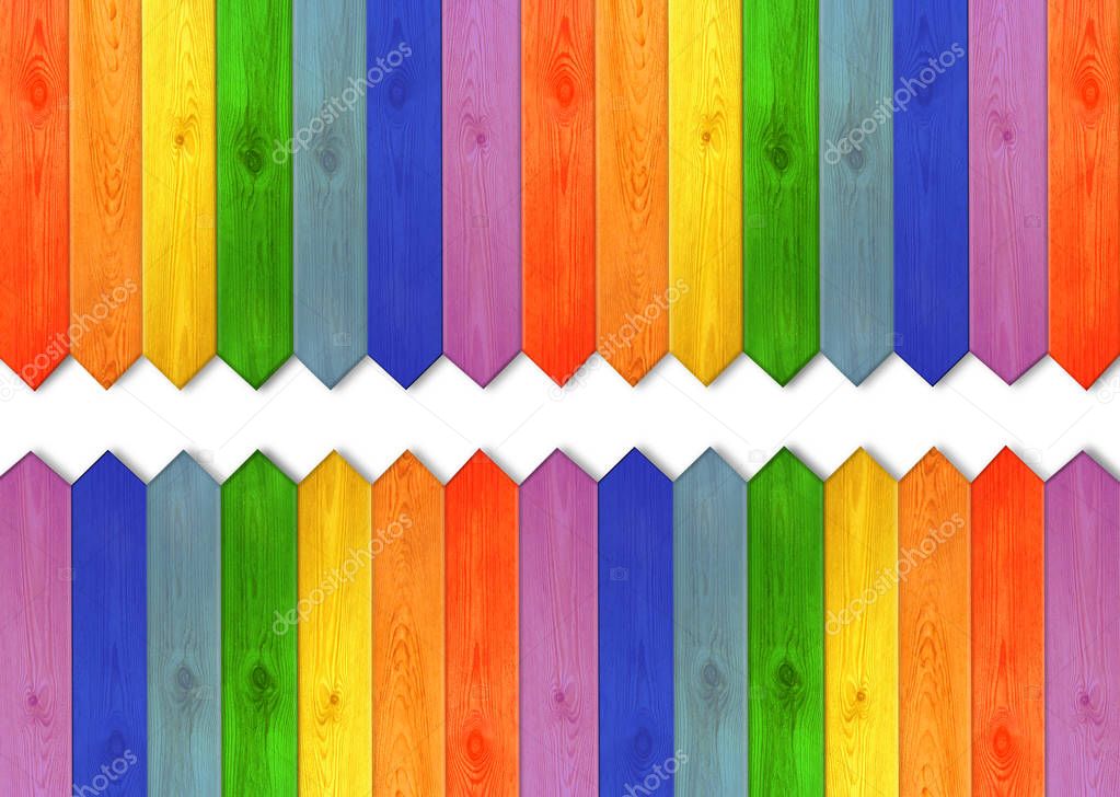 Multicolored wooden boards in colors of rainbow
