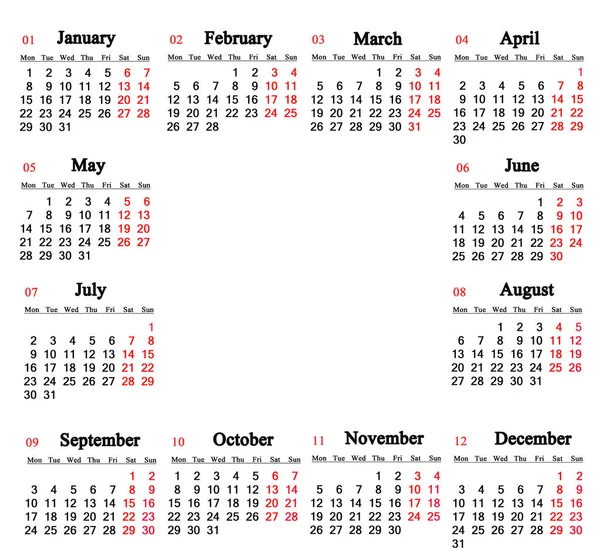 Calendar for 2018 on the white background with place for text — Stock Photo, Image