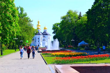 İnsanlar şehir Park Lale ile dinlen