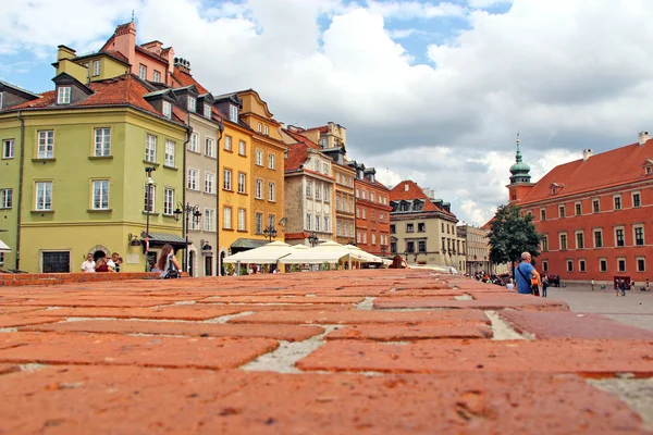 Warsaw square panorama from red brick surface. — Stock Photo, Image