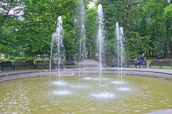 Lodz Polen Juli 2019 Menschen Ruhen Sich Stadtpark Mit Großen — Stockfoto