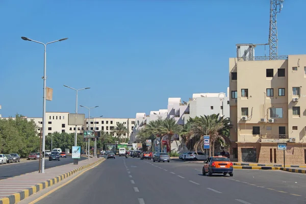 Hurghada Egypt Srpen 2018 City Panorama Pouličními Auty Budovách Hurghadě — Stock fotografie