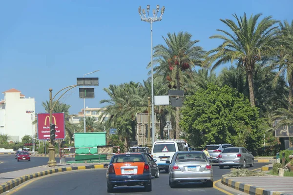 Hurghada Egypte Août 2018 Panorama Ville Avec Des Tramways Sur — Photo