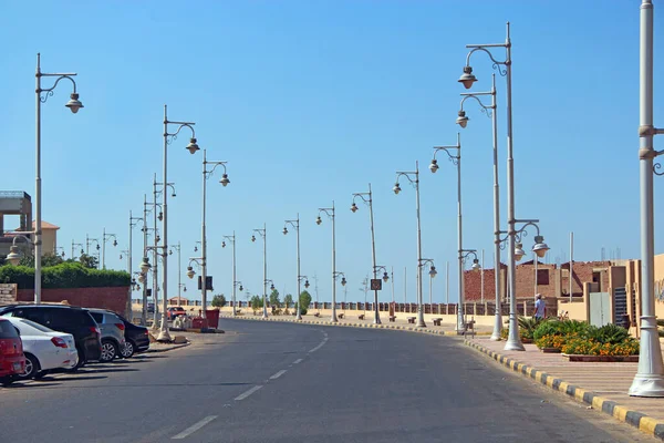 Hurghada Egitto Agosto 2018 Panorama Della Città Con Tram Sugli — Foto Stock