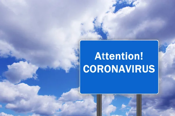 표지판에 프로비던스 있어요 사이에 전염병 있다는 경고하는 표지판이라 코로나 바이러스 — 스톡 사진