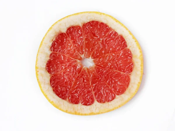Ripe Slice Pink Grapefruit Citrus Fruit Isolated White Background Red — Stock Photo, Image