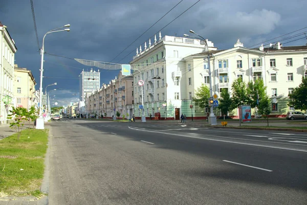 Gomel Weißrussland Mai 2018 Regenwolken Bedecken Gomel Stadtpanorama Stadtleben Stadtpanorama — Stockfoto