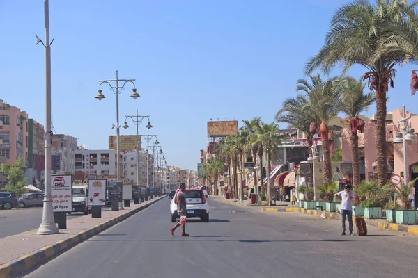 Hurghada Egypt Srpen 2018 City Panorama Pouličními Auty Budovách Hurghadě — Stock fotografie