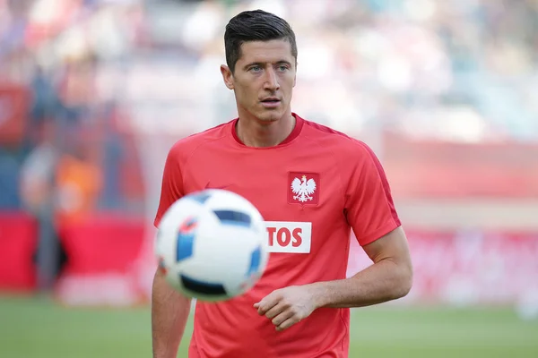 Inernationales freundschaftliches Fußballspiel robert lewandowski — Stockfoto