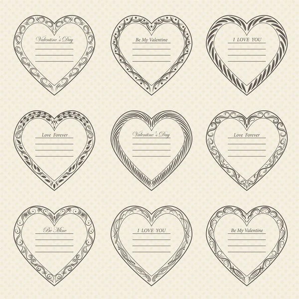 Valentine's Day vintage frames on background — Stock Vector