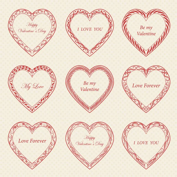 Cadres vintage Saint Valentin sur fond — Image vectorielle