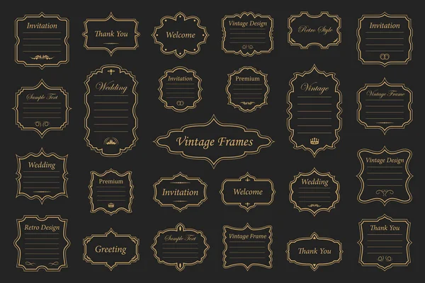 Vettoriale Set di montature vintage in oro — Vettoriale Stock