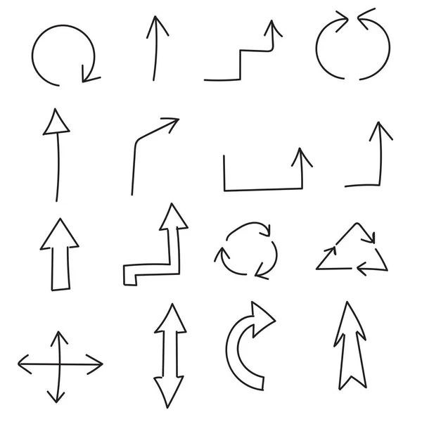 Set van met de hand getrokken pijlen — Stockvector