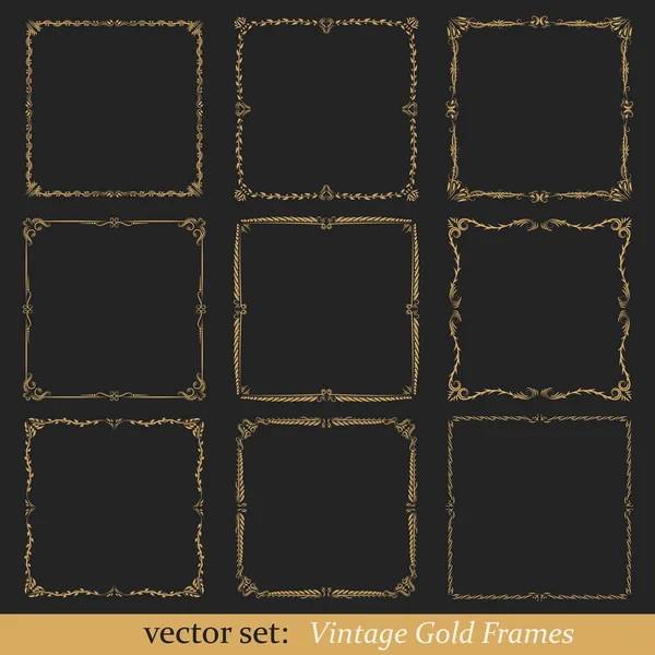 Conjunto de vetores de molduras de ouro vintage — Vetor de Stock