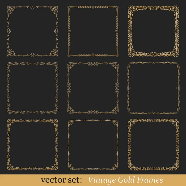 Vector Conjunto de marcos de oro vintage — Vector de stock