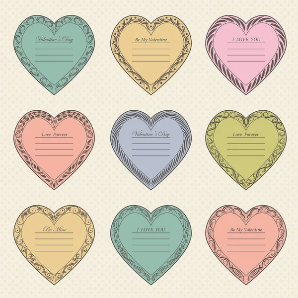 Valentine's Day vintage frames on background — Stock Vector