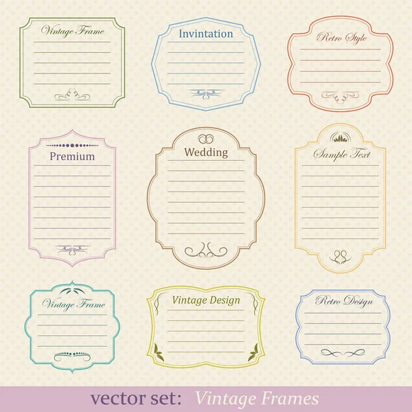Vector set of vintage frames — Stock Vector
