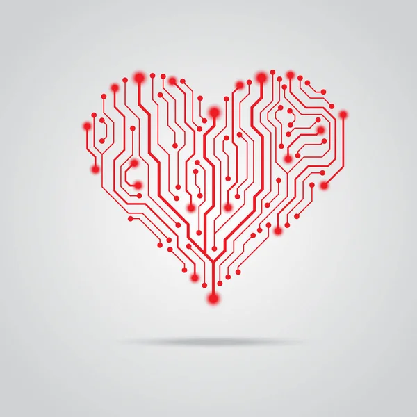 PCB kırmızı kalp tasarımı vektör
