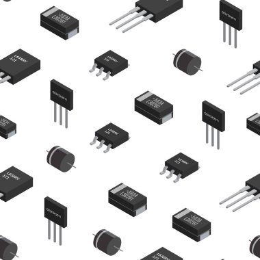 İzometric elektronik komponentleri vektör seamless modeli. Capa
