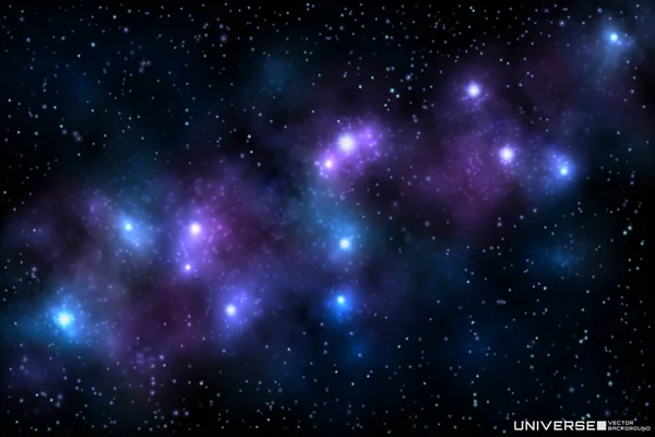 Ilustração vetorial da bela nebulosa realista nas costas cósmicas — Vetor de Stock
