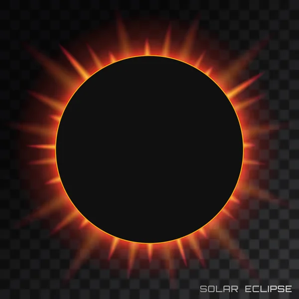 Vector total solar eclipse on transparent background.