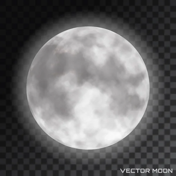 Vector realistic beautiful moon on transparent background. — Stock Vector