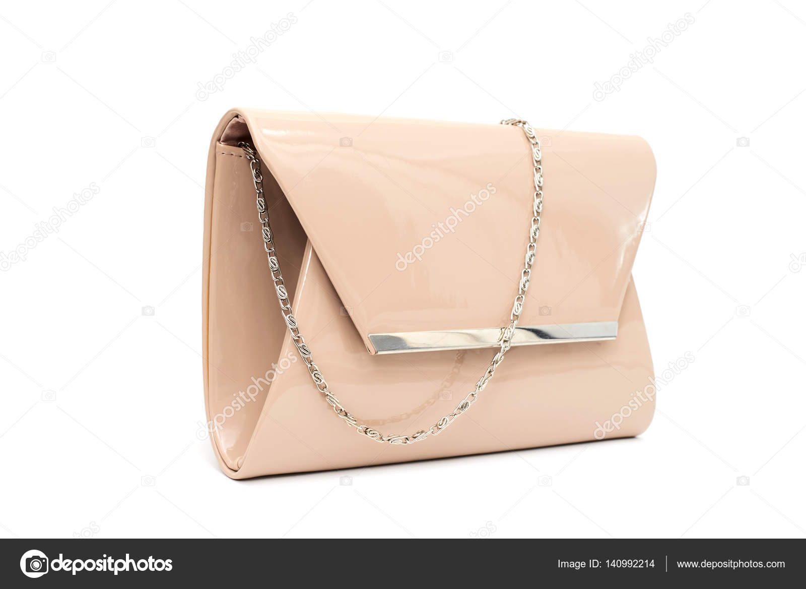 beige patent leather purse