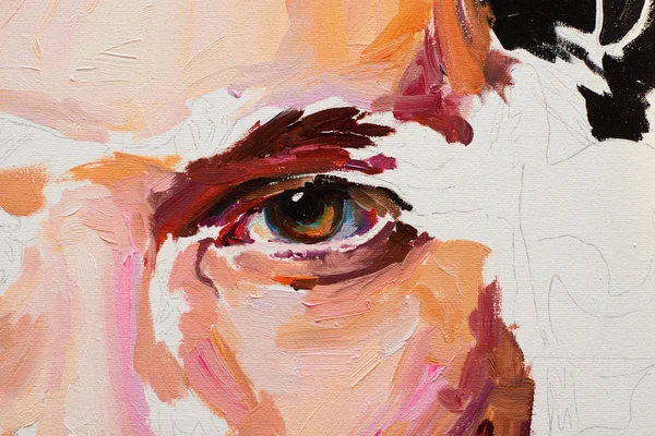 oil painting portrait in process