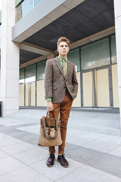 Street fashion style boy young man casual business 