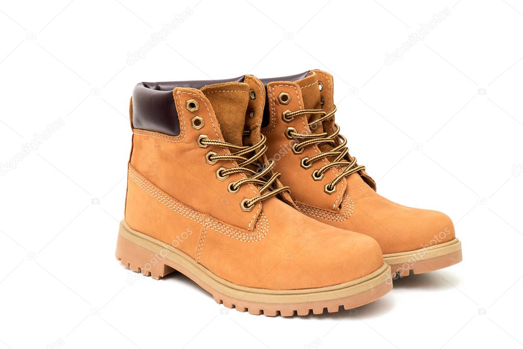 Male female children yellow brown boots