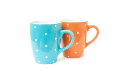 Mavi ve turuncu noktalı çay bardağı